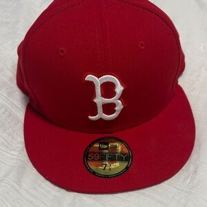 New Era Red 59FIFTY Cap with White Logo